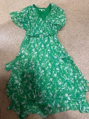 Green Floral Tiered Dress